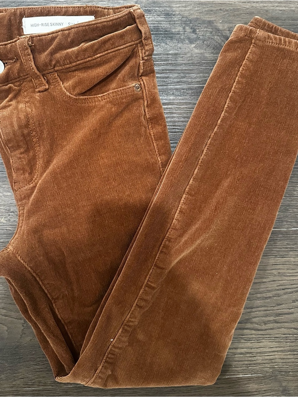 Anthropologie High-Rise Skinny Corduroy Jeans in Rust Brown